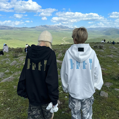 BCRA原创美式复古字母刺绣连帽卫衣男女秋冬宽松休闲情侣帽衫上衣