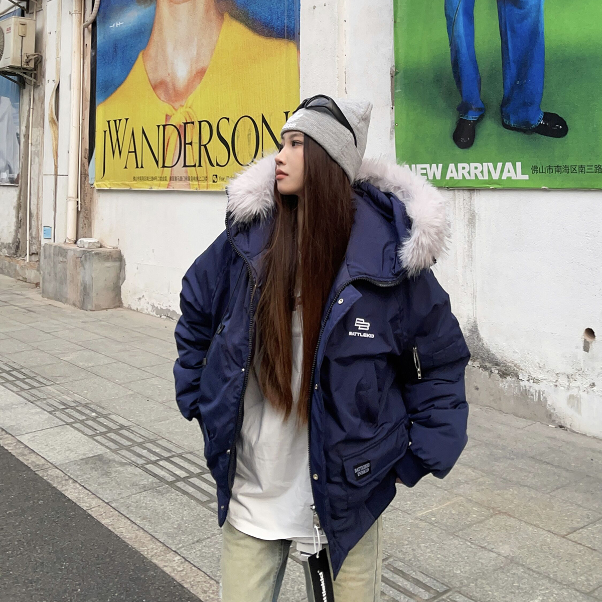 BCRA美式毛领棉衣棉服男女冬季加厚保暖宽松情侣装外套派克服潮牌