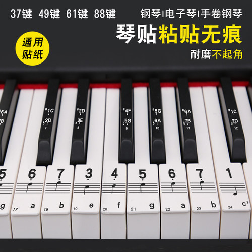 88键钢琴贴纸61对照表初学入门