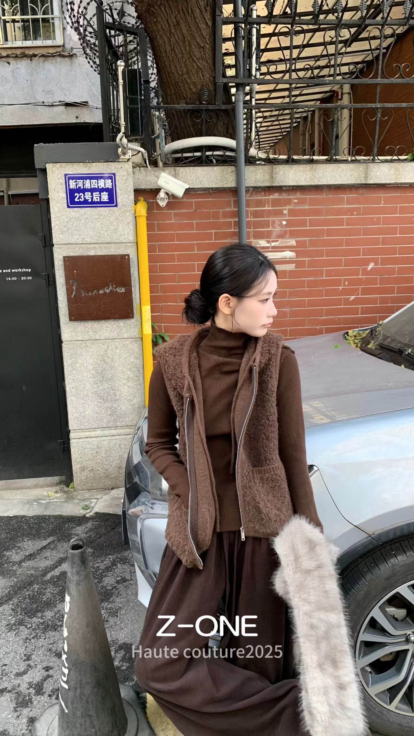 Z-one韩羊羔毛连帽拉链马甲外套女秋冬叠穿无袖坎肩马夹上衣加厚