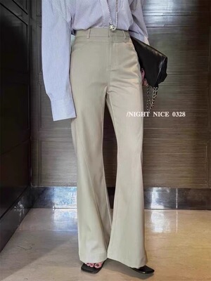 NIGHT NICE 2025春夏新款法式纯色双腰休闲裤女显瘦显腿长微辣裤