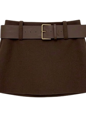 AME2025秋冬新款高品质加厚羊毛呢显瘦配皮带半身裙包臀裙A字裙