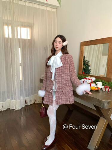 Fourseven十三行正品2025小香风羽绒外套女袖子裙摆可拆卸