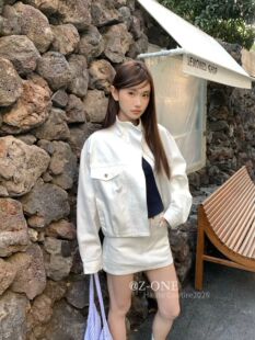 韩版 时尚 休闲运动套装 外套短裤 2026年新款 女立领短款 两件套 one