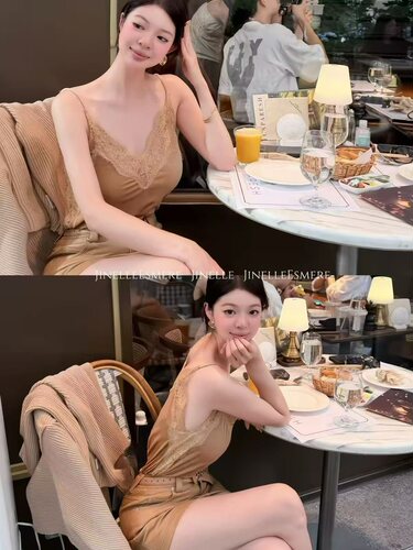 LSM蕾丝花边吊带背心丝绒质感修身内搭打底衫韩系温柔千金风上衣