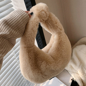 毛绒小包包女2025新款 高级感百搭手拎毛茸茸包洋气学生手提小包