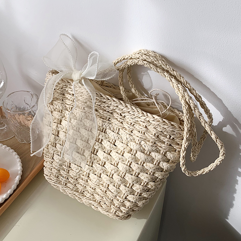 海边度假休闲草编小方包