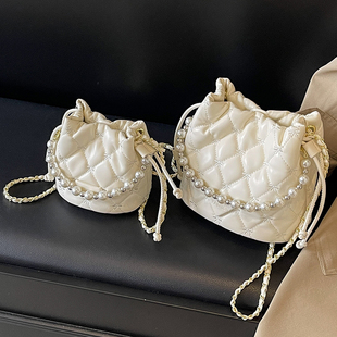 小香风菱格链条小包包女包2025新款 韩系洋气水桶包小众单肩小方包