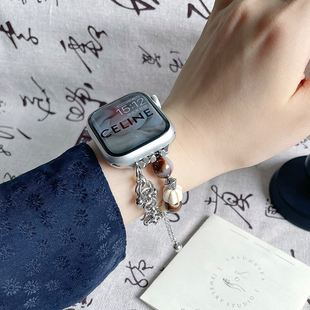 新品焦糖拿铁diy手链适用iwatch表带S8苹果8AppleWatch女款S9手表