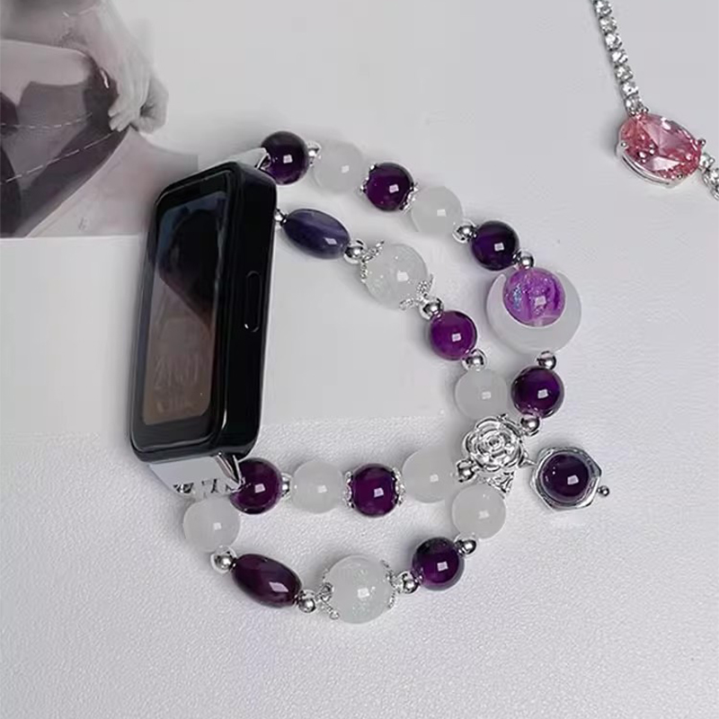 新品烟紫月牙diy手链腕带适用华为手环9/8/7表带band8/7智能运动