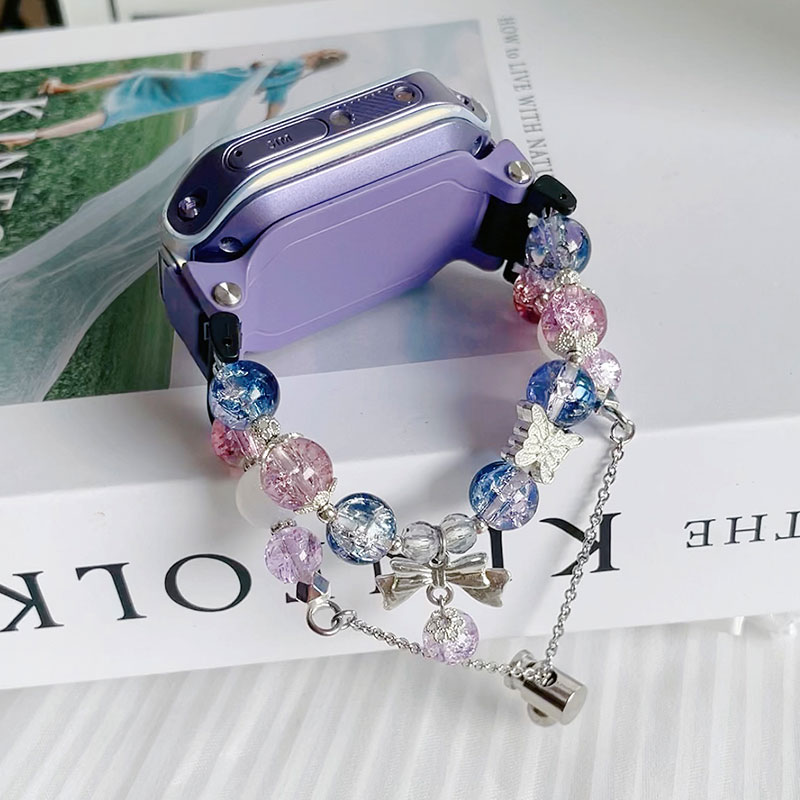 新中式冰透紫蝴蝶diy手链适用华为儿童手表表带5X/5XPro/3Pro/4Pr