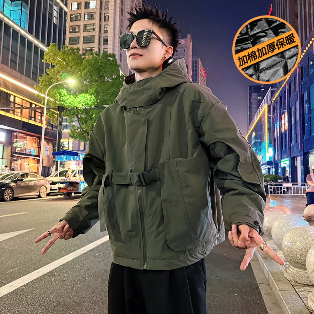 A191/P168控228机能高级工装结构织带立体袋加厚保暖二棉外套男1,男装棉衣,电商A256