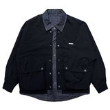 A165/特P145控195冬夹棉日系小伙假两件翻领牛仔拼接棉服外套男，男装棉衣，电商A256
