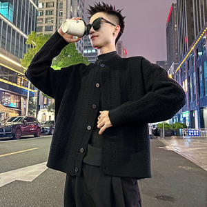 MC198/P118控158 简约毛衣树皮纹织法开衫针织外套男3图片