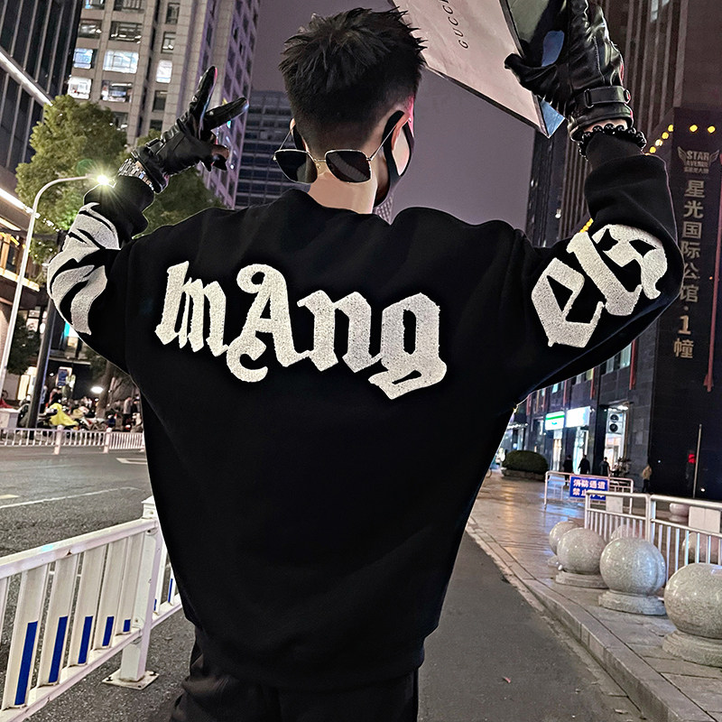 B33/特P68控98青少年社会小伙毛巾绣字母潮款卫衣套头圆领长袖男1,男装卫衣,电商A256