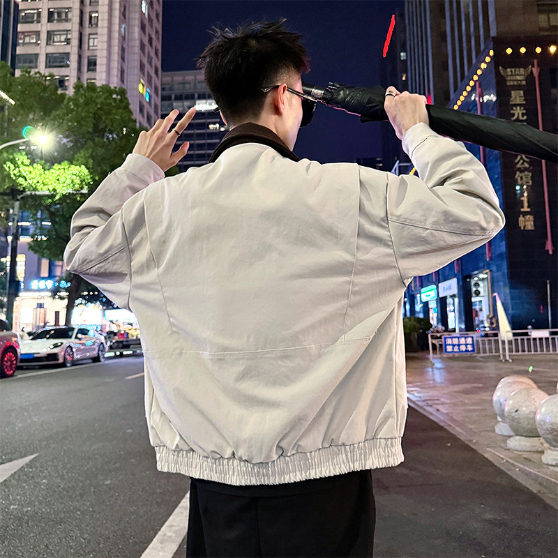 J175/P98控138简约撞色灯芯绒领结构夹克痞帅小伙外套男2,男装夹克,电商A256