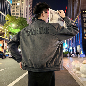 A195/P138控178皮领压条鹿皮绒夹棉外套上衣男2图片