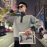 MC223/P98控138撞色高领扣子毛衣1，男装针织衫/毛衣，电商A256