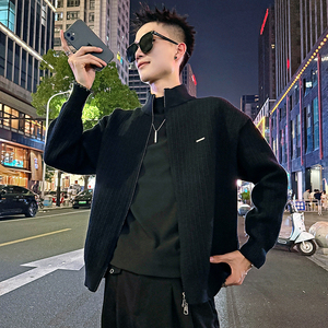 MC195/P108控148 简约高品质立体编织立领外套针织开衫毛衣男3图片