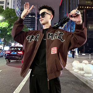 J170/P118控158 棒球领重工酷帅刺绣贴布夹克小伙简约帅气外套男2图片