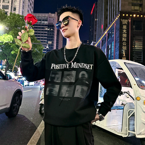 B160/P68控98潮牌韩版印花卫衣长袖男1图片