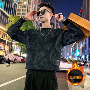 B172加绒/P75控108 腰果花加绒印花卫衣男2图片