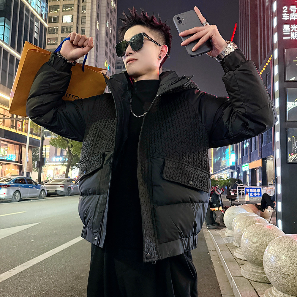 A215/P138控178连帽麦穗纹皮棉衣上衣外套男2，男装棉衣，电商A256