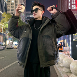 A220/P318控418连帽牛仔拼接90羽绒服男士上衣加厚保暖外套2，男装羽绒服，电商A256