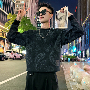 B172加绒/P75控108 腰果花加绒印花卫衣男3图片