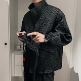 J095/P120控160帅气小伙压皱肌理纹外套植绒痞帅百搭夹克男1，男装夹克，电商A256