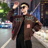 J170/P118控158棒球领重工酷帅刺绣贴布夹克小伙简约帅气外套男5，男装夹克，电商A256