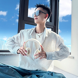 S606/P68控98帅气小伙假两件松紧前短后长条纹衬衫男3，男装衬衫，电商A256