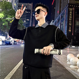 B166/特P68控98高级感格子翻领袖弯线圈卫衣长袖男4，男装卫衣，电商A256