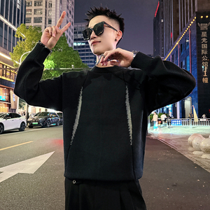 MC208/P88控118撞色假两件双领毛衣帅气小伙针织打底衫男5图片