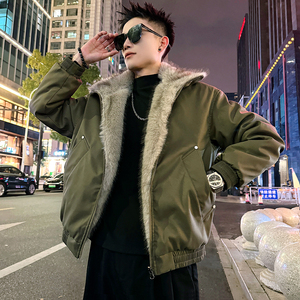 A212/P158控208 两面穿座山雕毛领棉衣上衣翻领外套男3，男装棉衣，电商A256