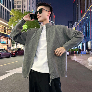 MC196/特P88控128 简约高品质网红立领外套针织开衫毛衣男2图片