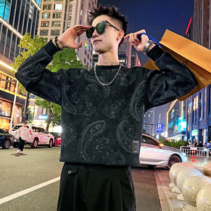 B172加绒/P75控108 腰果花加绒印花卫衣男1图片