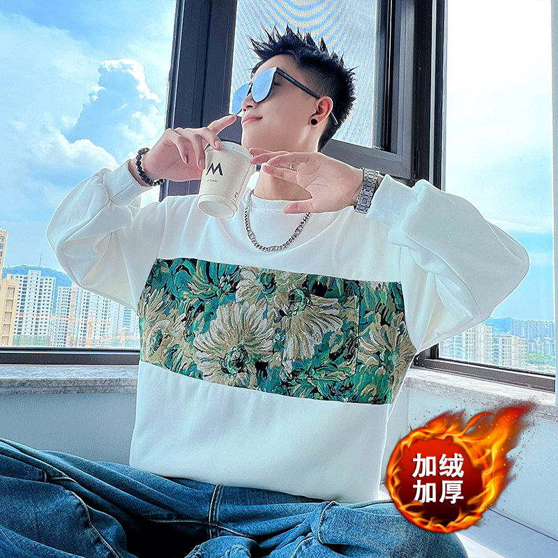 B72加绒/P63薄款58控78青少年拼接撞色帅气长袖套头加绒卫衣男2,男装卫衣,电商A256