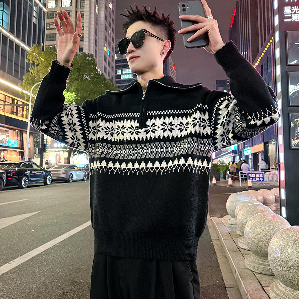 MC220/P108控148高品质半拉链高领圣诞款毛衣针织打底衫男2,男装T恤,电商A256