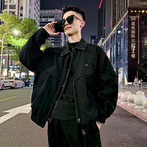 J167/P138控178 潮牌帅气小伙上衣假两件拼接牛仔夹克外套男3图片