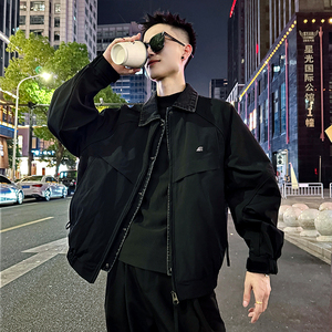 J167/P138控178 潮牌帅气小伙上衣假两件拼接牛仔夹克外套男2图片