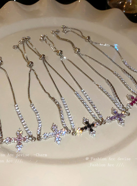 简约锆石十字架手链时尚个性通勤手环精致轻奢高级感百搭手饰批发