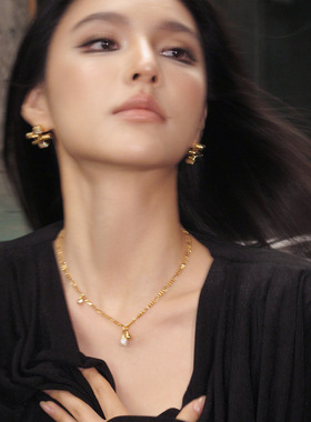 Boonee alus高级感水滴锆石项链女款春季搭配毛衣锁骨链2025新款