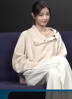 金裕贞同款设计感斜肩扣高领毛衣韩系百搭针织上衣