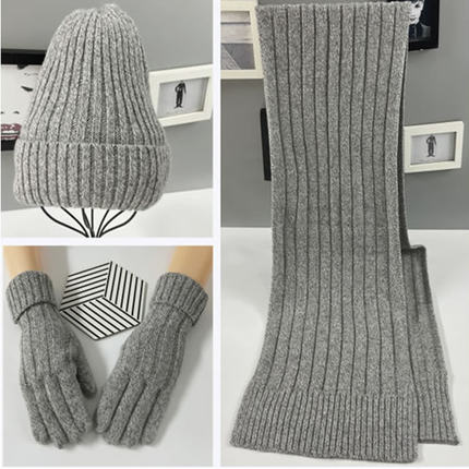 男秋冬季帽子围巾手套三件套围脖一体韩版百搭羊毛针织保暖毛线帽