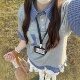 衬衫 女夏季 t恤miu系学院风上衣 绝美假两件拼接格纹polo领短袖 法式