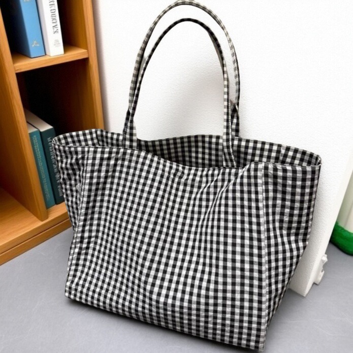 新款格子单肩包大容量旅行包