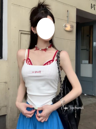 美式热辣真两件吊带背心女夏季新款搭配别致甜辣妹性感纯欲上衣女