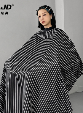 男士油头硅胶领条纹理发围布发廊专用美发店剪头发围裙高档不沾发