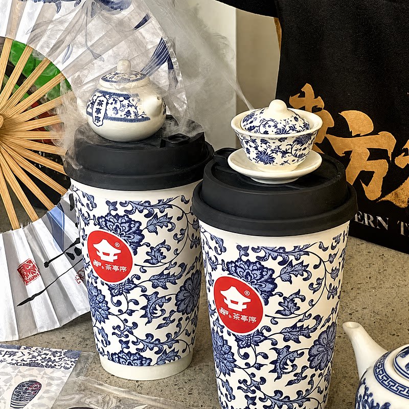 青花瓷釉上彩迷你小茶壶盖碗儿童青花套装高档茶壶仿真茶杯盘茶宠